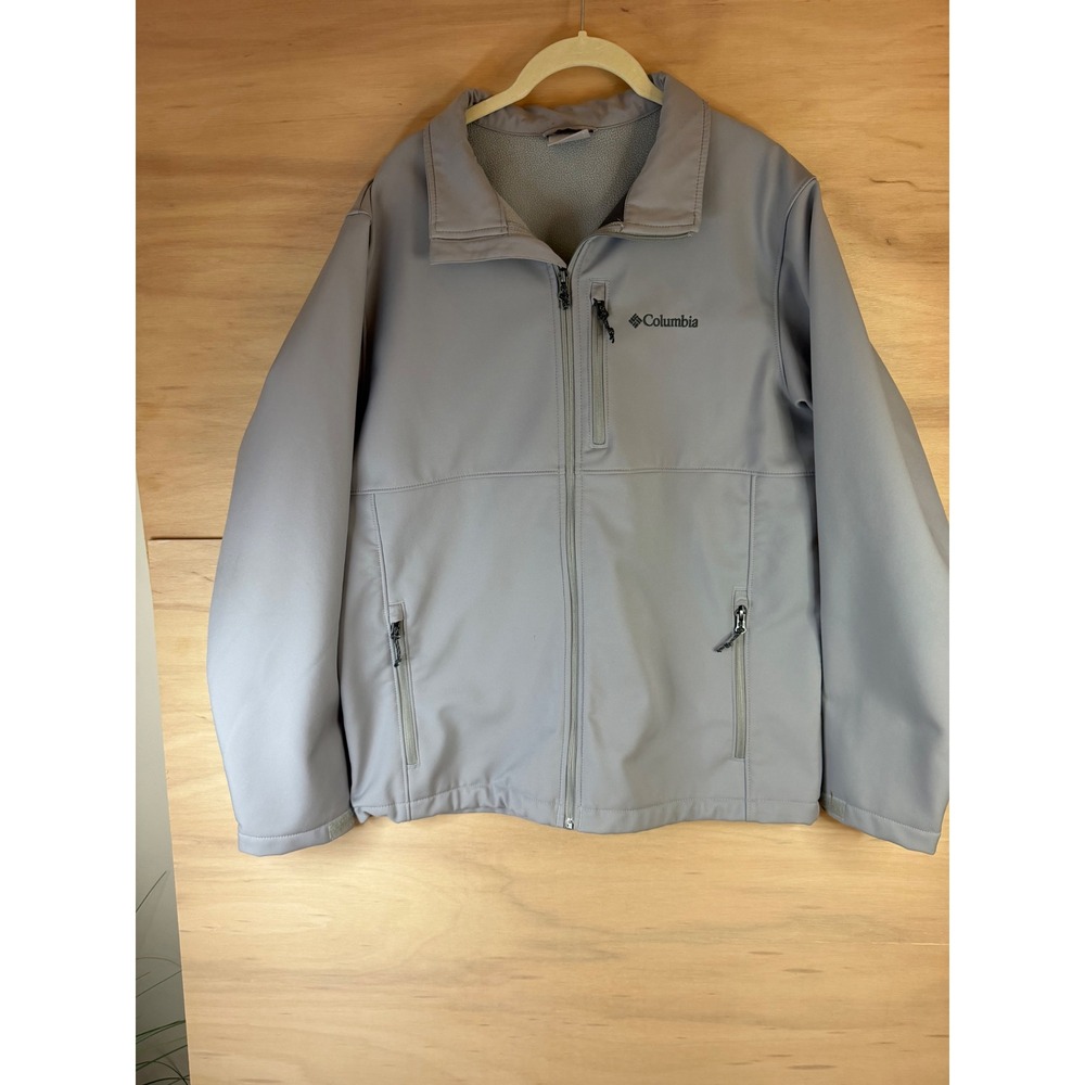 Columbia Mens Gray Softshell Fleece Lined Full Zip Jacket WM6044 Size L